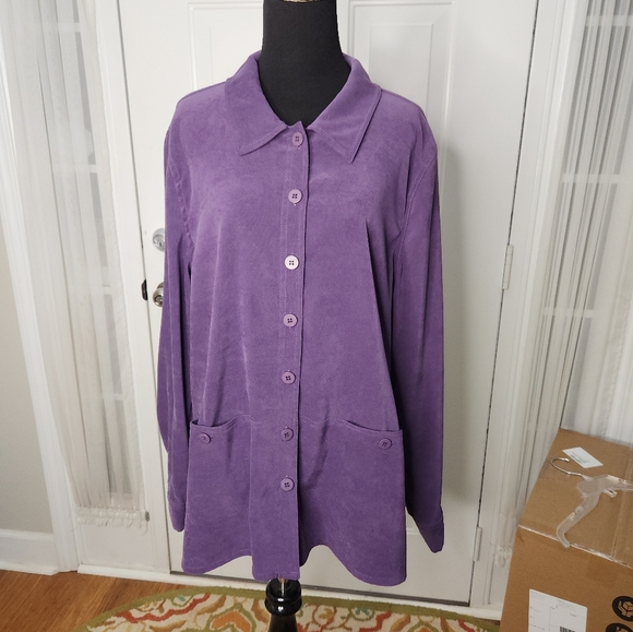 Appleseed's Button Down Long Sleeve Double Button Pocket Jacket Purple  XL - Picture 1 of 6